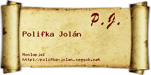 Polifka Jolán névjegykártya